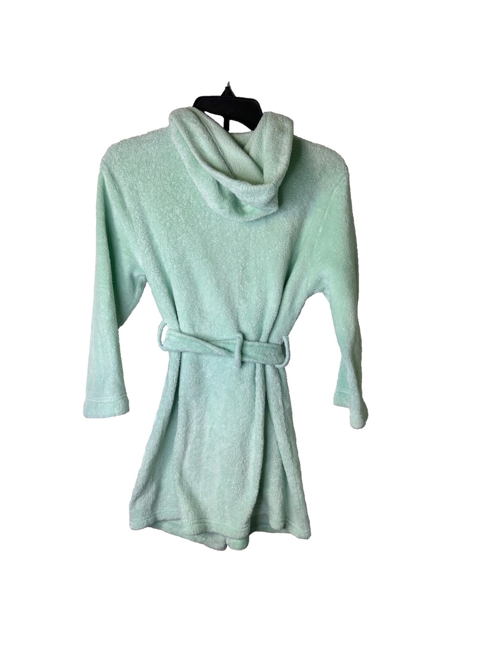 Eddie Bauer Plush Robe Kids M 10 / 12 Green Hooded Long Sleeve Mid Super Soft